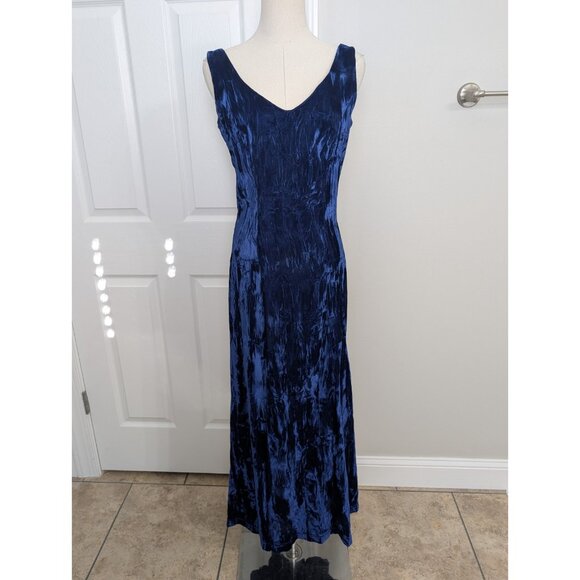 Betsey Johnson Dresses & Skirts - Vtg Betsy Johnson 80s Punk Label Blue Crushed Velvet Backless Midi Dress M Fairy